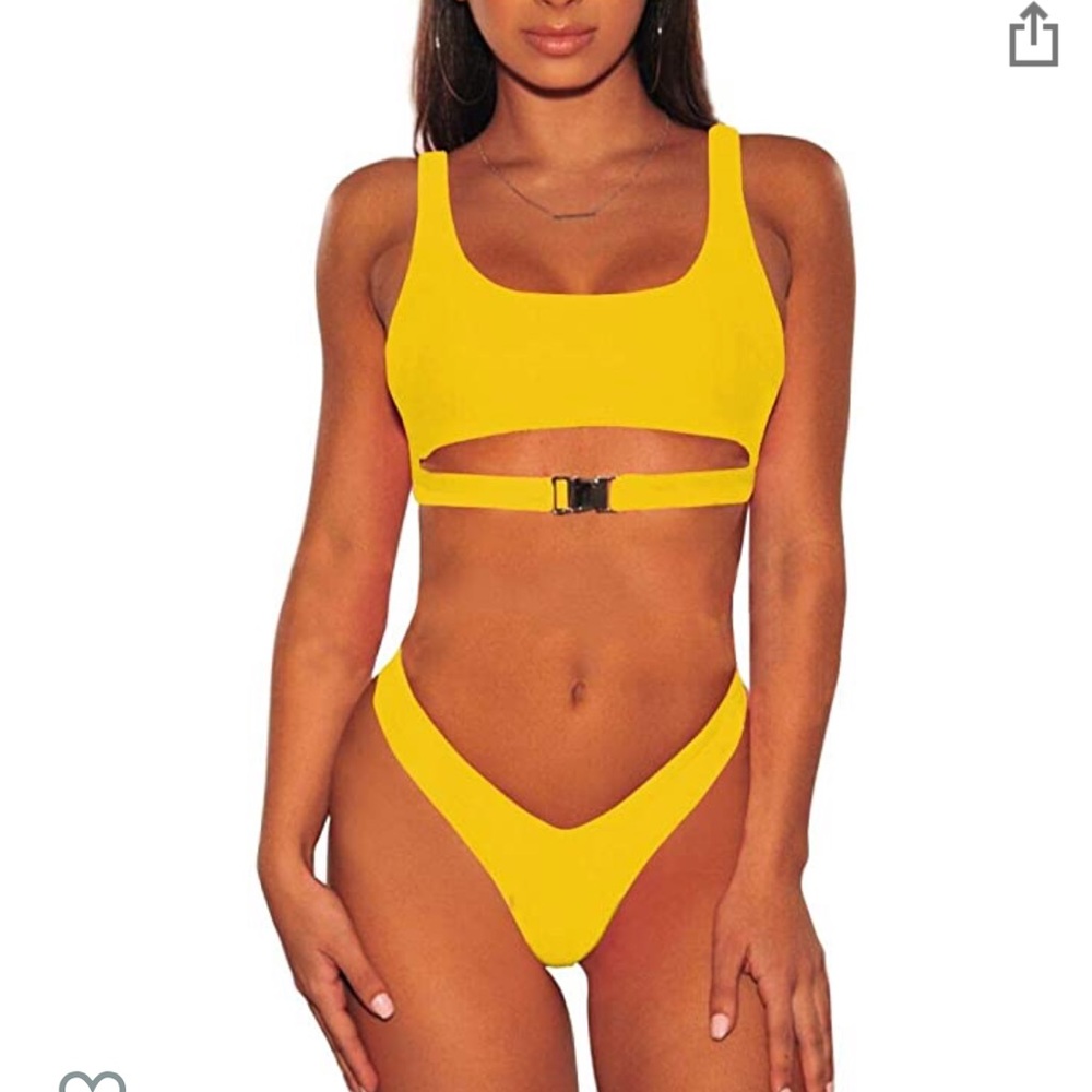 yellow bikini set top and bottom swim suit